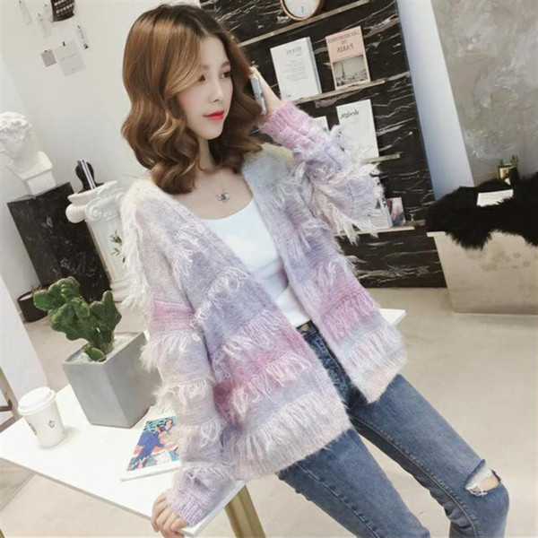 Актуална дамска цветна жилетка с  ресни  