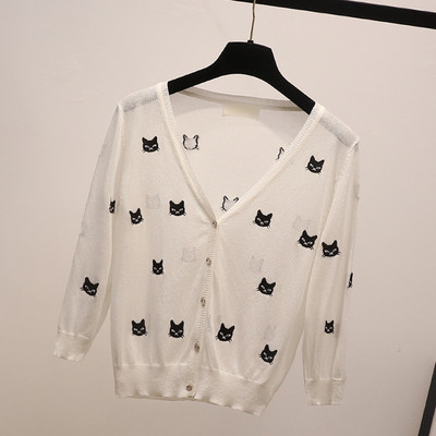 Модерна дамска жилетка с бродерия и V-образно деколте в няколко цвята