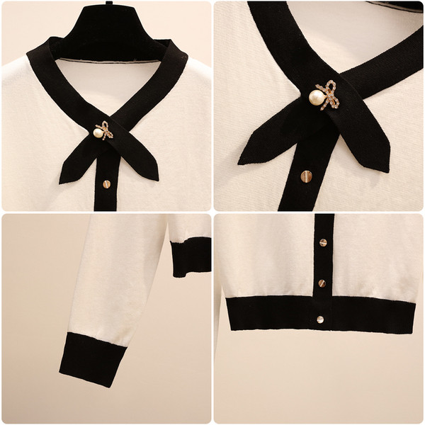 Нов модел дамска жилетка с метална декорация в бял и черен цвят