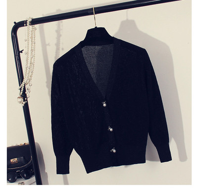 Актуална дамска жилетка с декоративни перли и V-образно деколте - няколко цвята