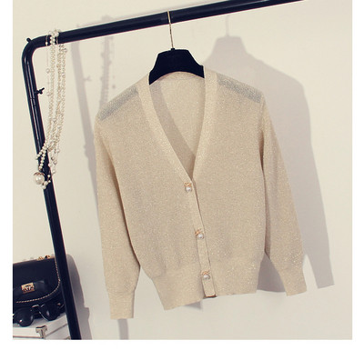 Актуална дамска жилетка с декоративни перли и V-образно деколте - няколко цвята