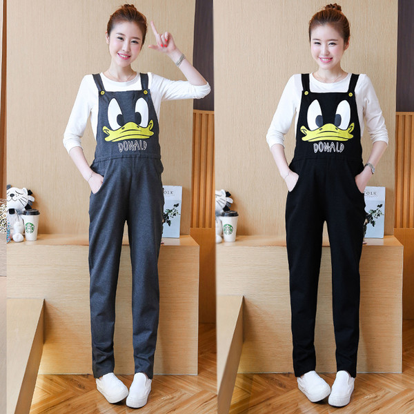 Ежедневен гащеризон за бременни жени с апликация в два цвята