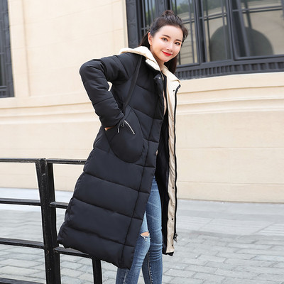 Дълго стилно дамско яке с качулка