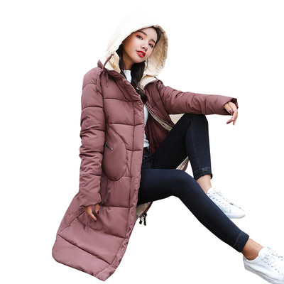 Дълго стилно дамско яке с качулка