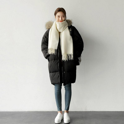 Зимно дамско яке в черен и кафяв цвят