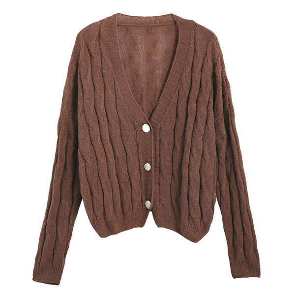 Модерна дамска жилетка с копчета и V-образно деколте