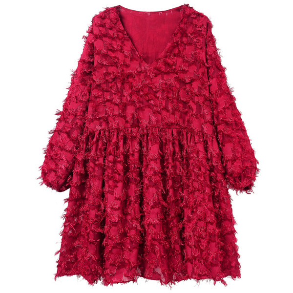 Модерна рокля за бременни жени с V-образно деколте в черен и червен цвят