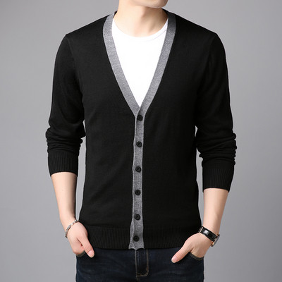 Cardigan casual pentru barbati de culoare neagra