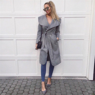 Стилно дамско дълго палто в няколко цвята