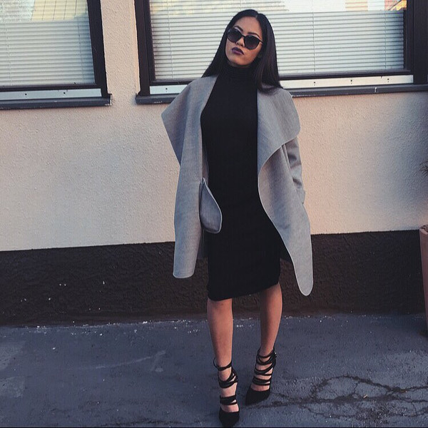 Стилно дамско дълго палто в няколко цвята