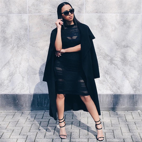 Стилно дамско дълго палто в няколко цвята