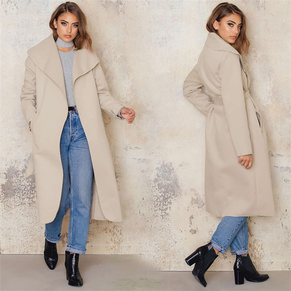 Стилно дамско дълго палто в няколко цвята