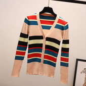 Модерна дамска цветна жилетка с V-образно деколте в три цвята