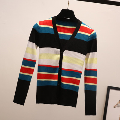 Модерна дамска цветна жилетка с V-образно деколте в три цвята