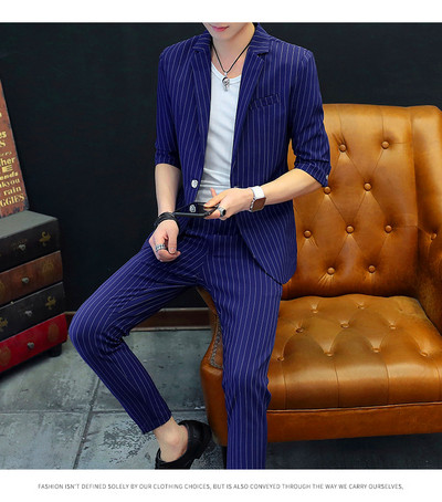 Striped men`s suit in two parts in several colors