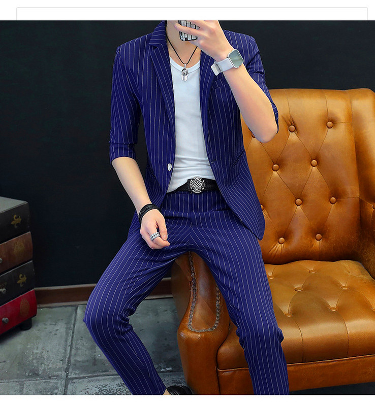 Раиран мъжки костюм от две части в няколко цвята