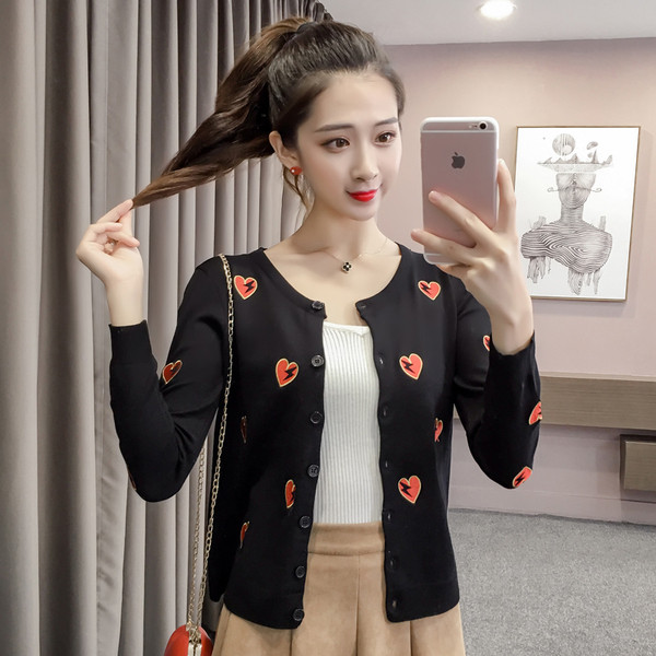 Cardigan de dama model nou cu broderie in alb si negru