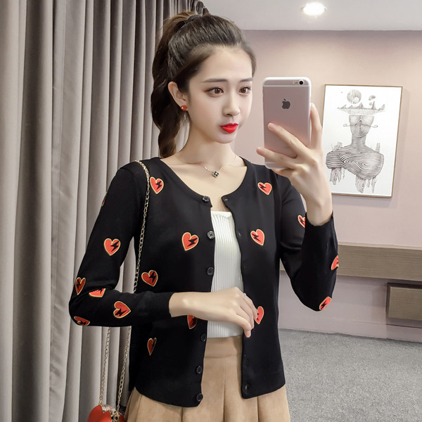 Cardigan de dama model nou cu broderie in alb si negru