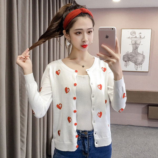 Cardigan de dama model nou cu broderie in alb si negru