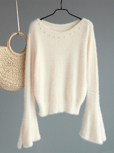 Pulover moale de dama elegant cu perle decorative in mai multe culori