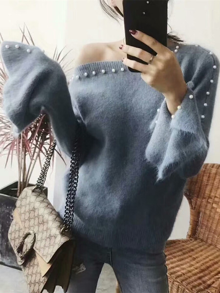 Pulover moale de dama elegant cu perle decorative in mai multe culori