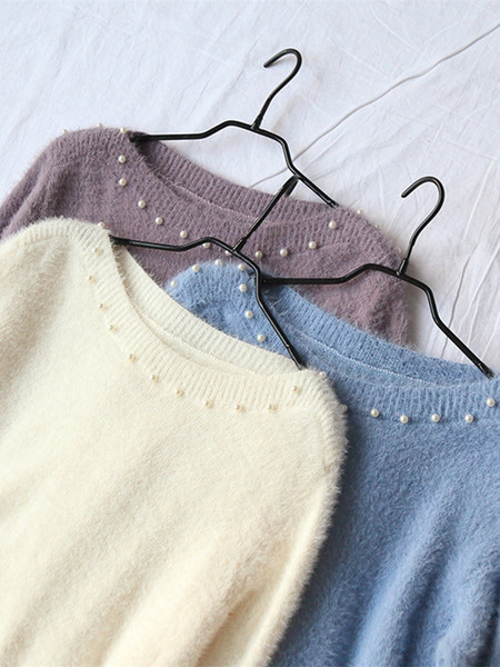 Pulover moale de dama elegant cu perle decorative in mai multe culori