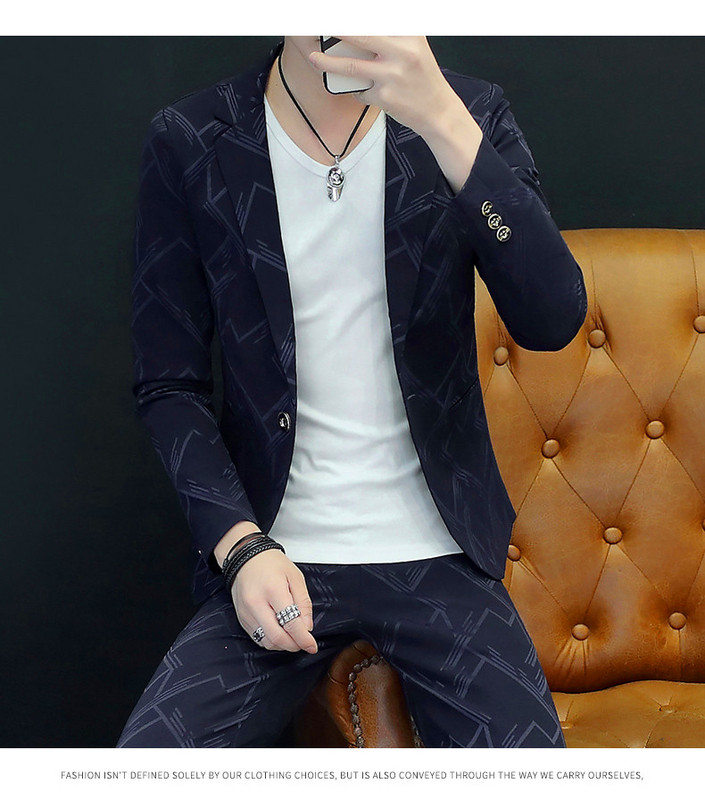 Мъжки костюм в три цвята от две части - Slim модел