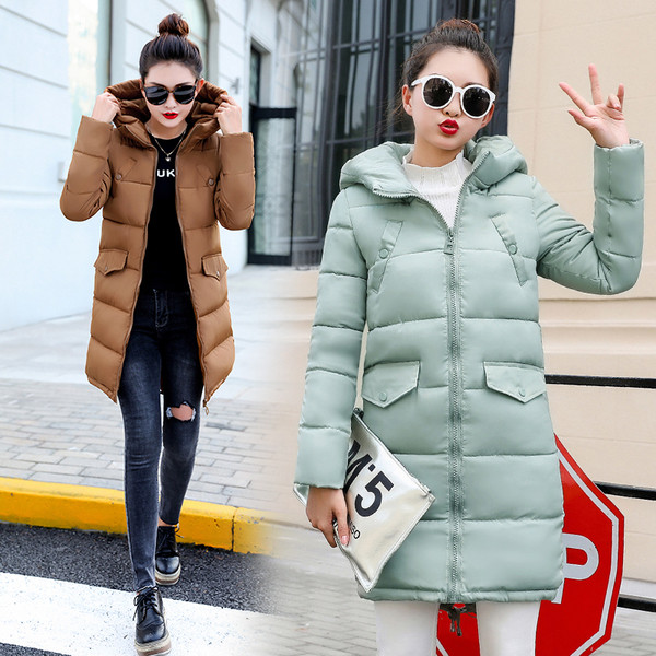 Дълго дамско яке с джобове в няколко цвята