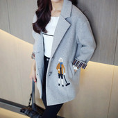 Palton de dama modern cu broderie colorata in mai multe culori