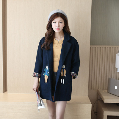 Palton de dama modern cu broderie colorata in mai multe culori