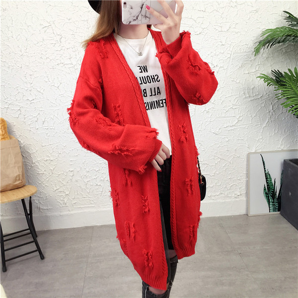 Дълга дамска жилетка с V-образно деколте в шест цвята