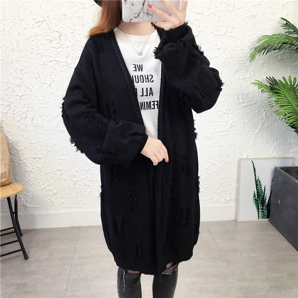 Дълга дамска жилетка с V-образно деколте в шест цвята