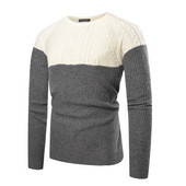 Стилен мъжки пуловер с О-образно деколте в тъмносив цвят