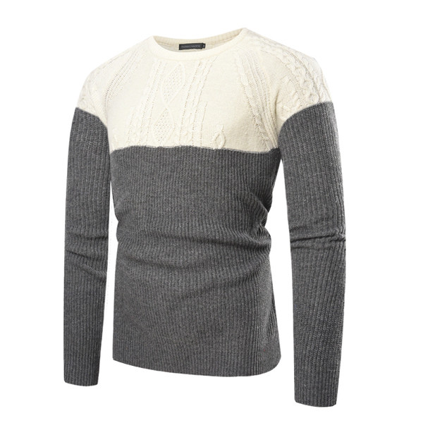 Стилен мъжки пуловер с О-образно деколте в тъмносив цвят