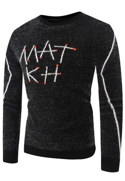 Μοντέρνο ανδρικό πουλόβερ σε δύο χρώματα με κεντήματα