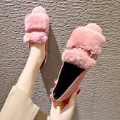 Модерни дамски мокасини с пух в три цвята