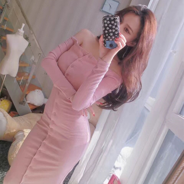 Дълга стилна дамска рокля с копчета