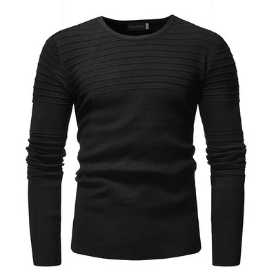 Ежедневен мъжки пуловер в три цвята с О-образно деколте