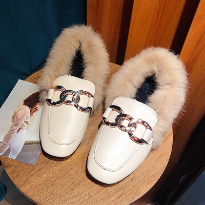 Mocasini moderni de dama cu decor metalic si puf in doua culori