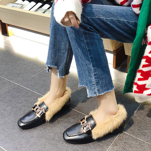 Mocasini moderni de dama cu decor metalic si puf in doua culori