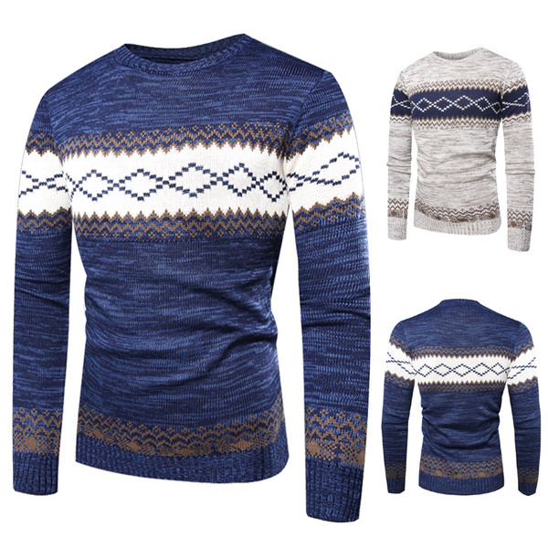 Pulover modern pentru bărbați în gri și albastru