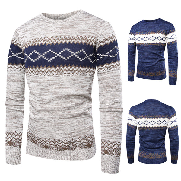 Pulover modern pentru bărbați în gri și albastru