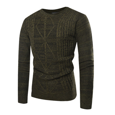 Мъжки плетен пуловер в черен и зелен цвят