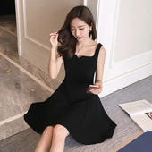 Черна дамска модерна рокля