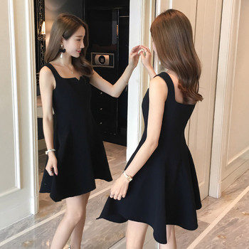 Черна дамска модерна рокля