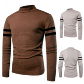 Pulover pentru bărbați cu guler înalt și margine închisă în două culori