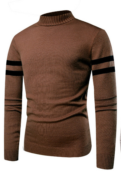 Pulover pentru bărbați cu guler înalt și margine închisă în două culori
