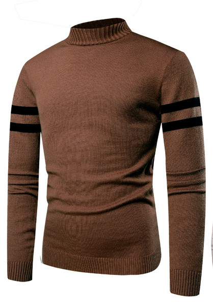 Pulover pentru bărbați cu guler înalt și margine închisă în două culori
