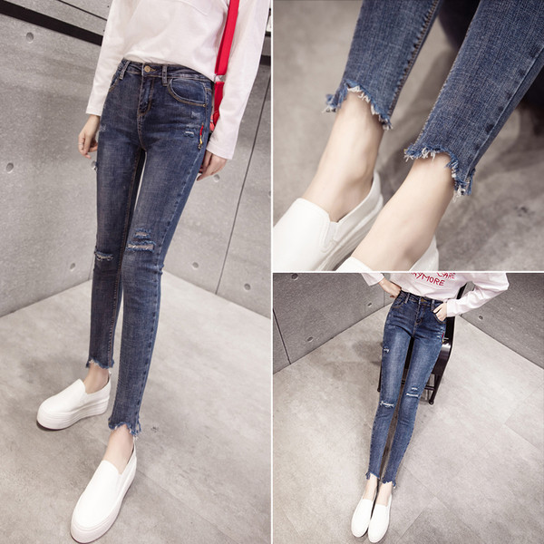 Дамски стилни дънки в син цвят