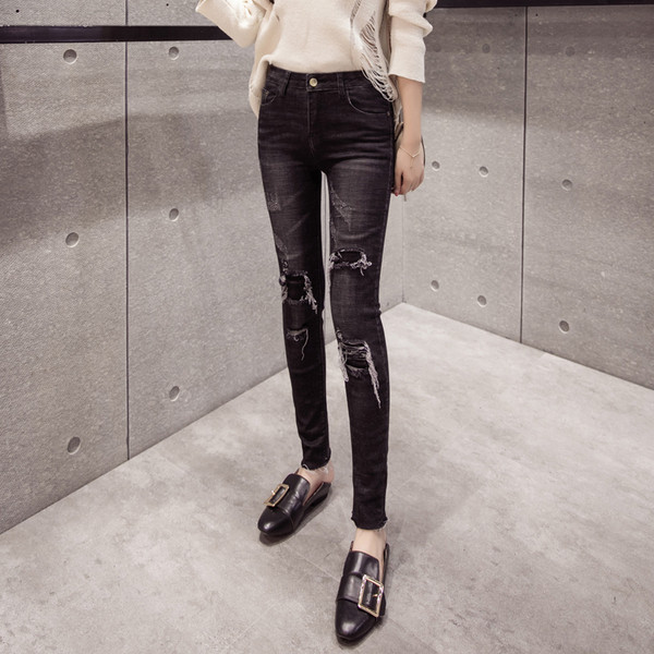 Blugi de dama cu motive rupte in doua culori